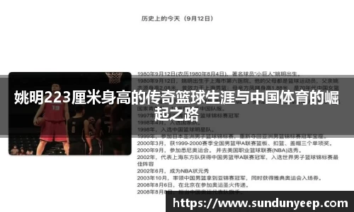 姚明223厘米身高的传奇篮球生涯与中国体育的崛起之路
